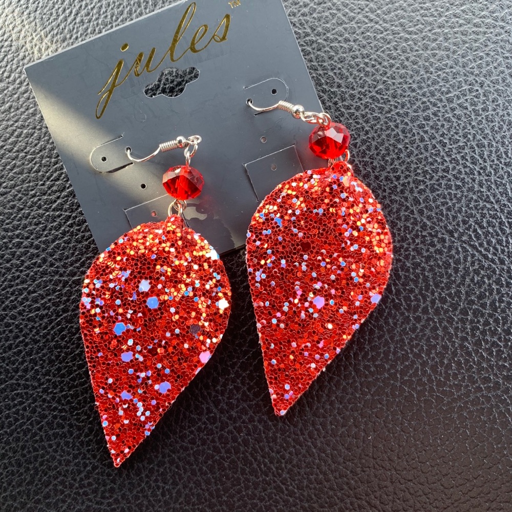 Red Bling Dangle Earrings